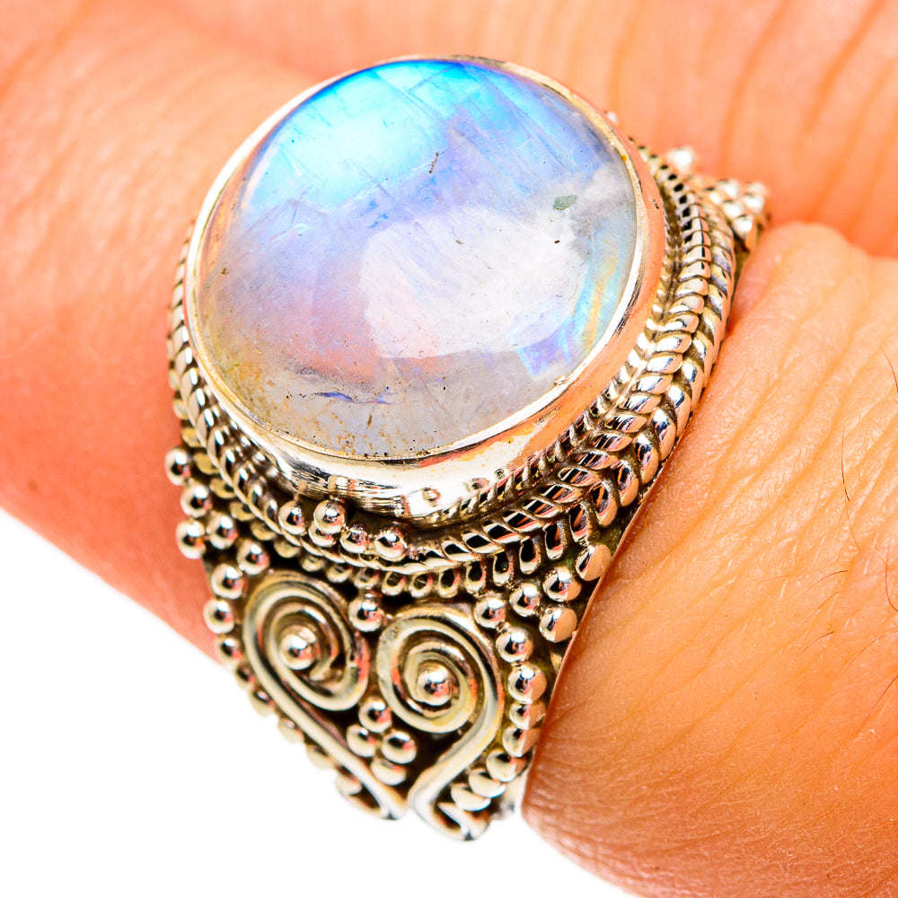 Rainbow Moonstone Rings handcrafted by Ana Silver Co - RING78365