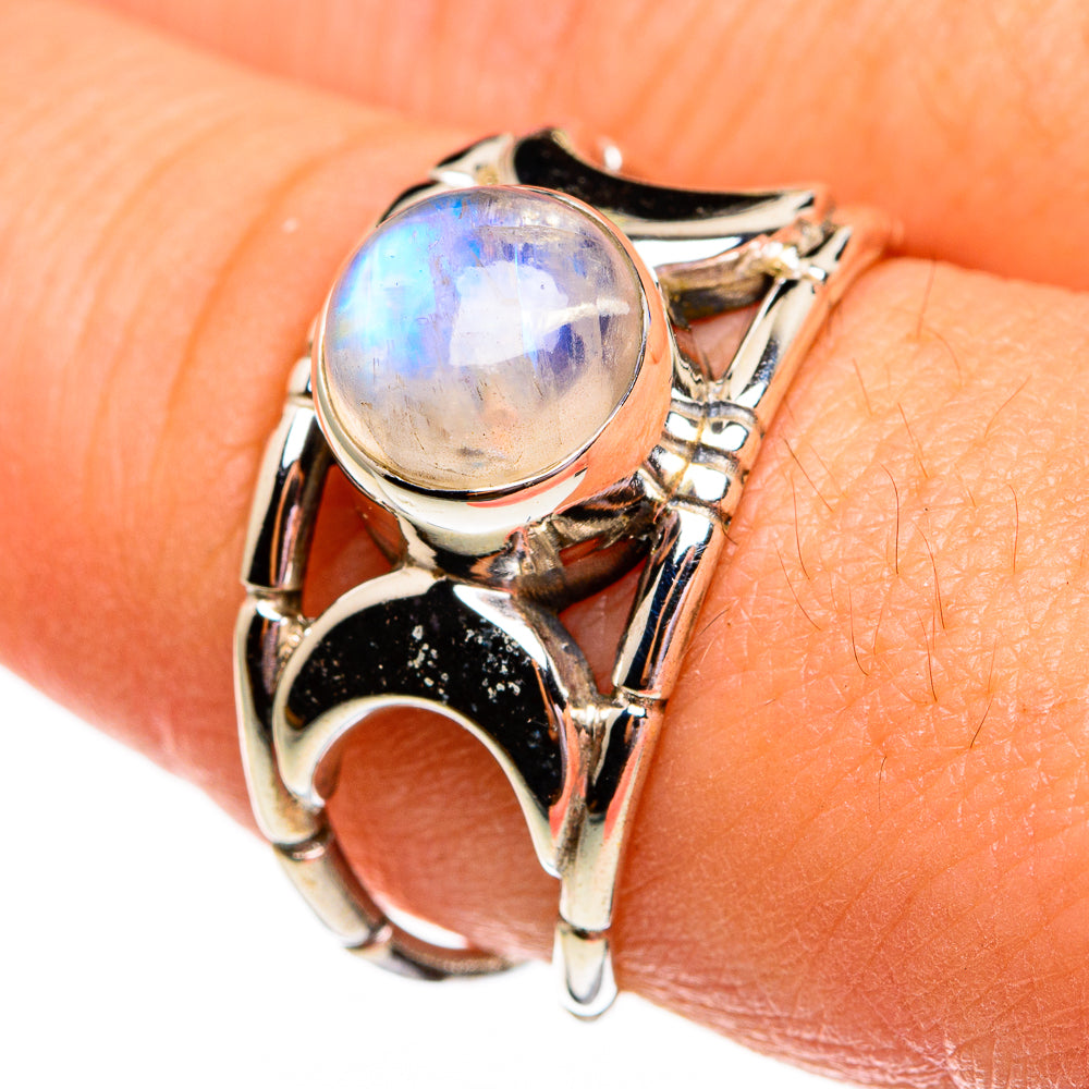 Rainbow Moonstone Rings handcrafted by Ana Silver Co - RING78367