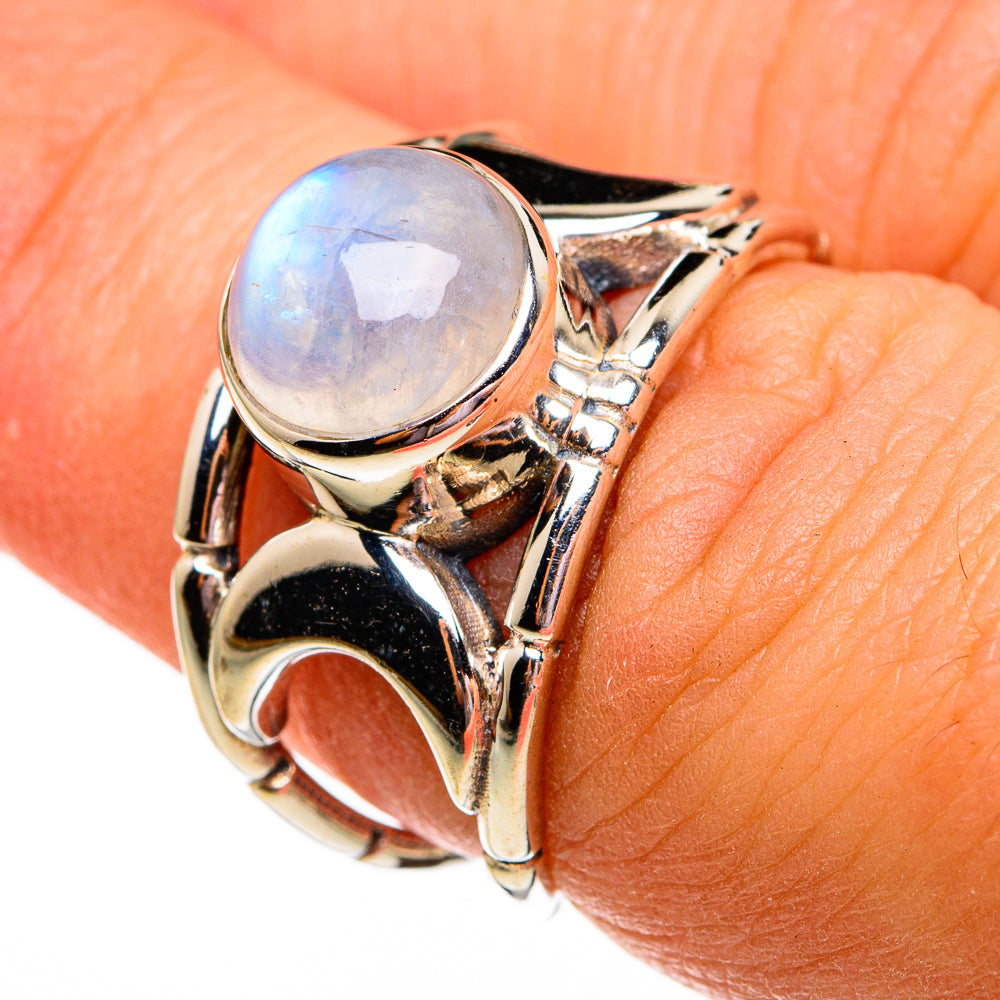 Rainbow Moonstone Rings handcrafted by Ana Silver Co - RING78386