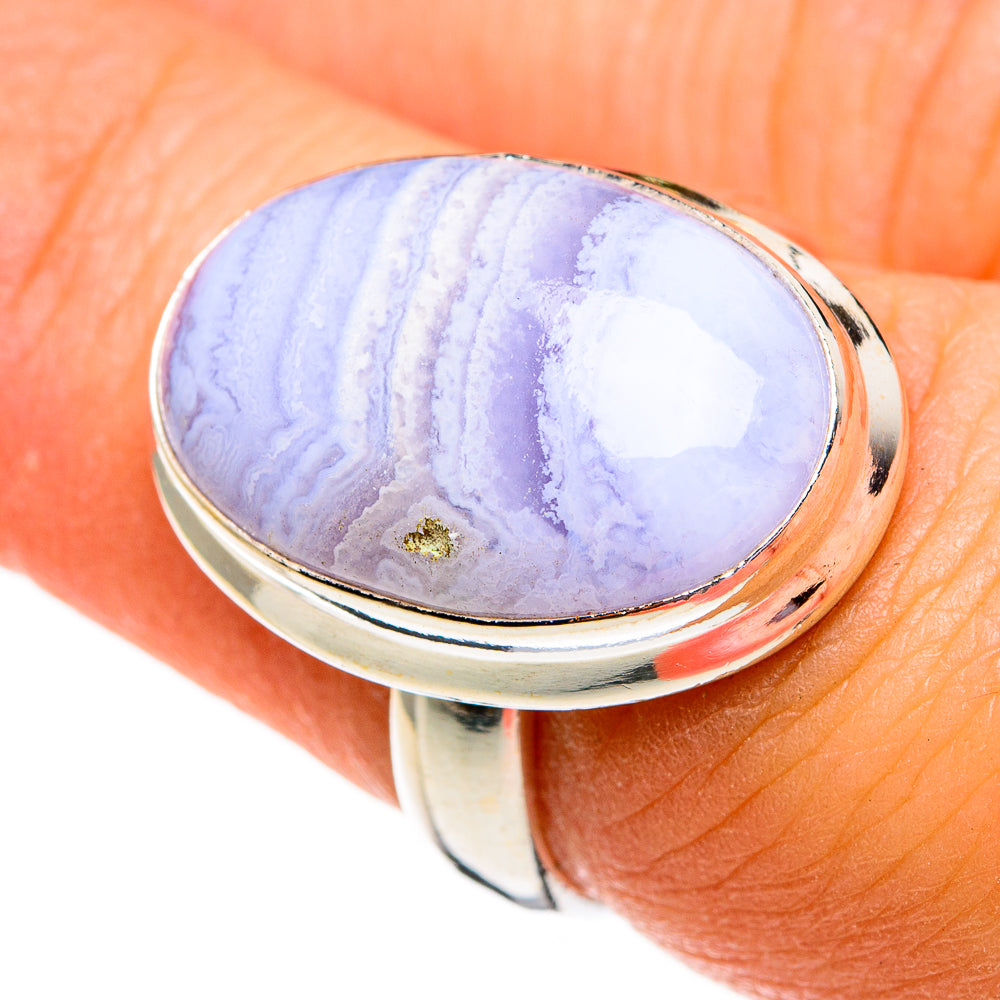 Blue Lace Agate Rings handcrafted by Ana Silver Co - RING78387