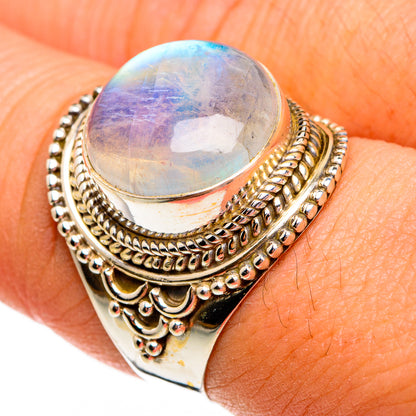 Rainbow Moonstone Rings handcrafted by Ana Silver Co - RING78388