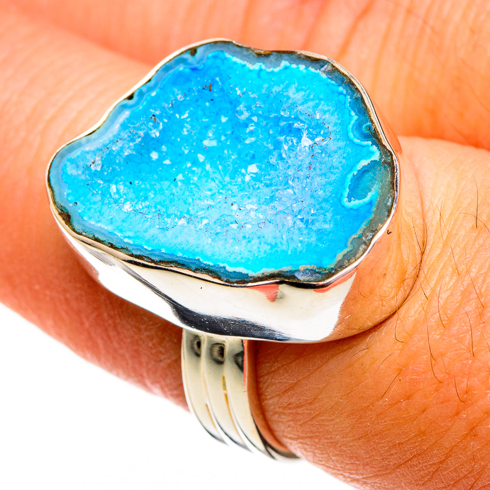 Blue Geode Slice Rings handcrafted by Ana Silver Co - RING78390