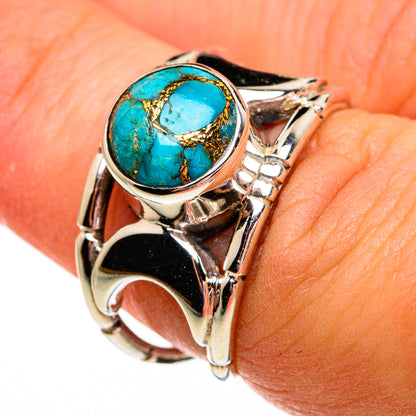 Blue Copper Composite Turquoise Rings handcrafted by Ana Silver Co - RING78393