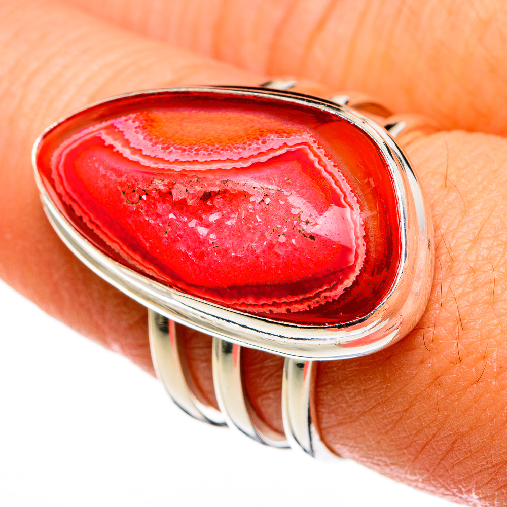 Red Agate Druzy Rings handcrafted by Ana Silver Co - RING78395