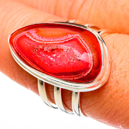 Red Agate Druzy Rings handcrafted by Ana Silver Co - RING78395