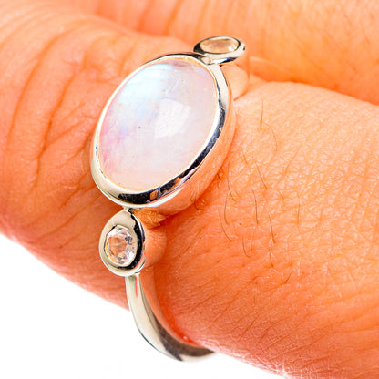 Rainbow Moonstone Rings handcrafted by Ana Silver Co - RING78406