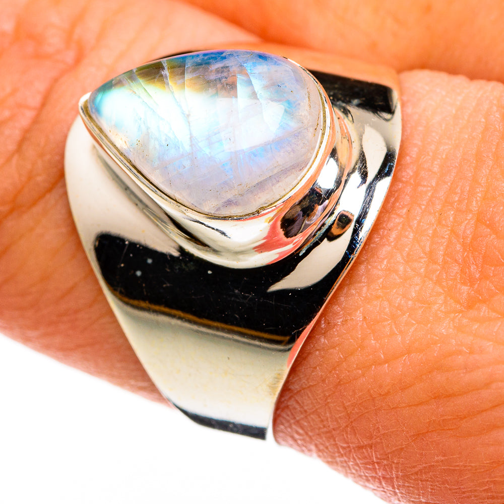 Rainbow Moonstone Rings handcrafted by Ana Silver Co - RING78407