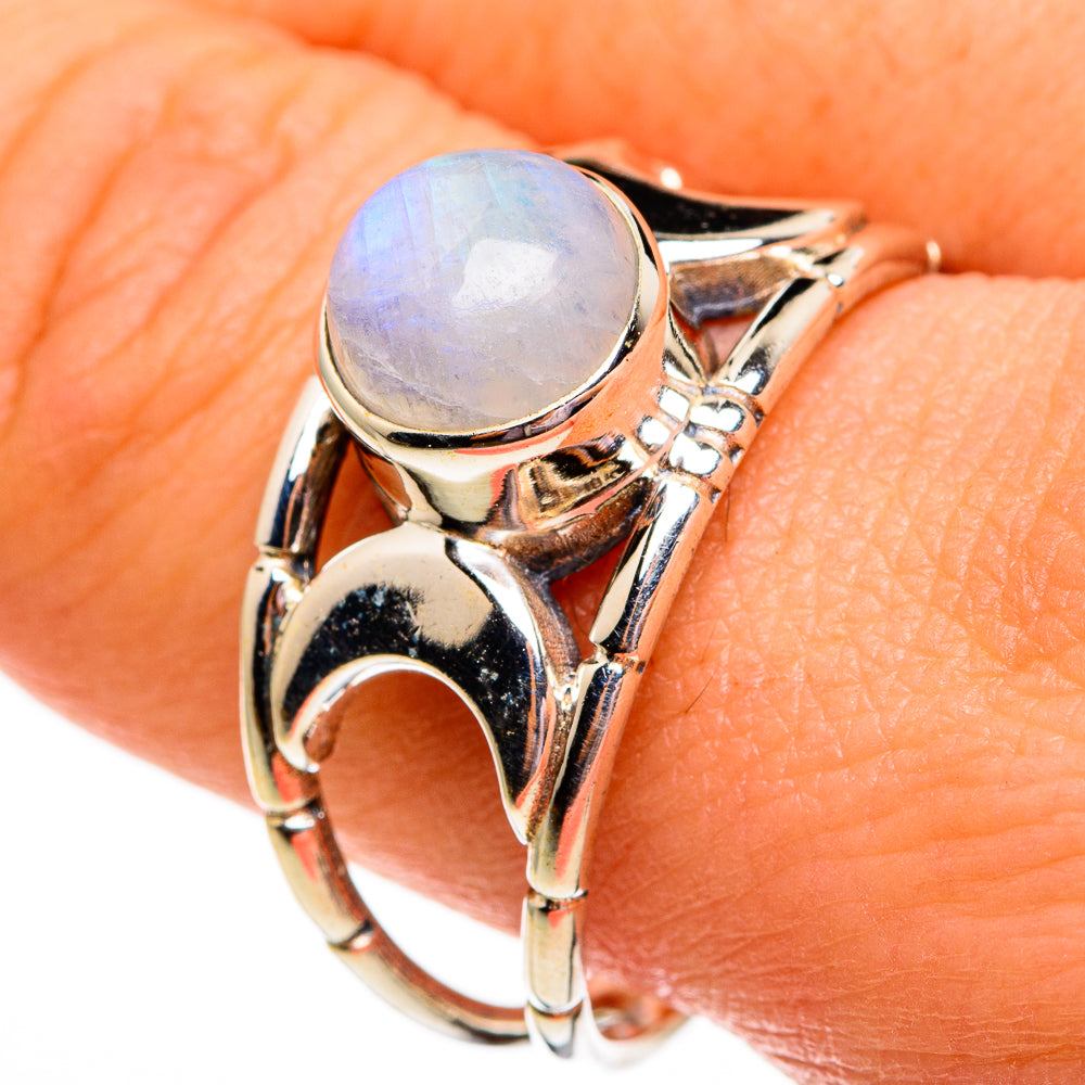 Rainbow Moonstone Rings handcrafted by Ana Silver Co - RING78408