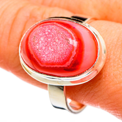 Pink Agate Druzy Rings handcrafted by Ana Silver Co - RING78415