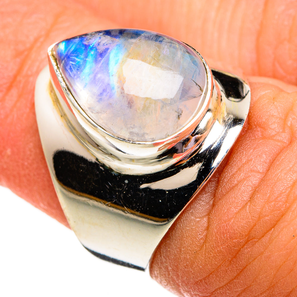 Rainbow Moonstone Rings handcrafted by Ana Silver Co - RING78424