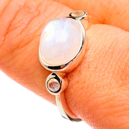 Rainbow Moonstone Rings handcrafted by Ana Silver Co - RING78425