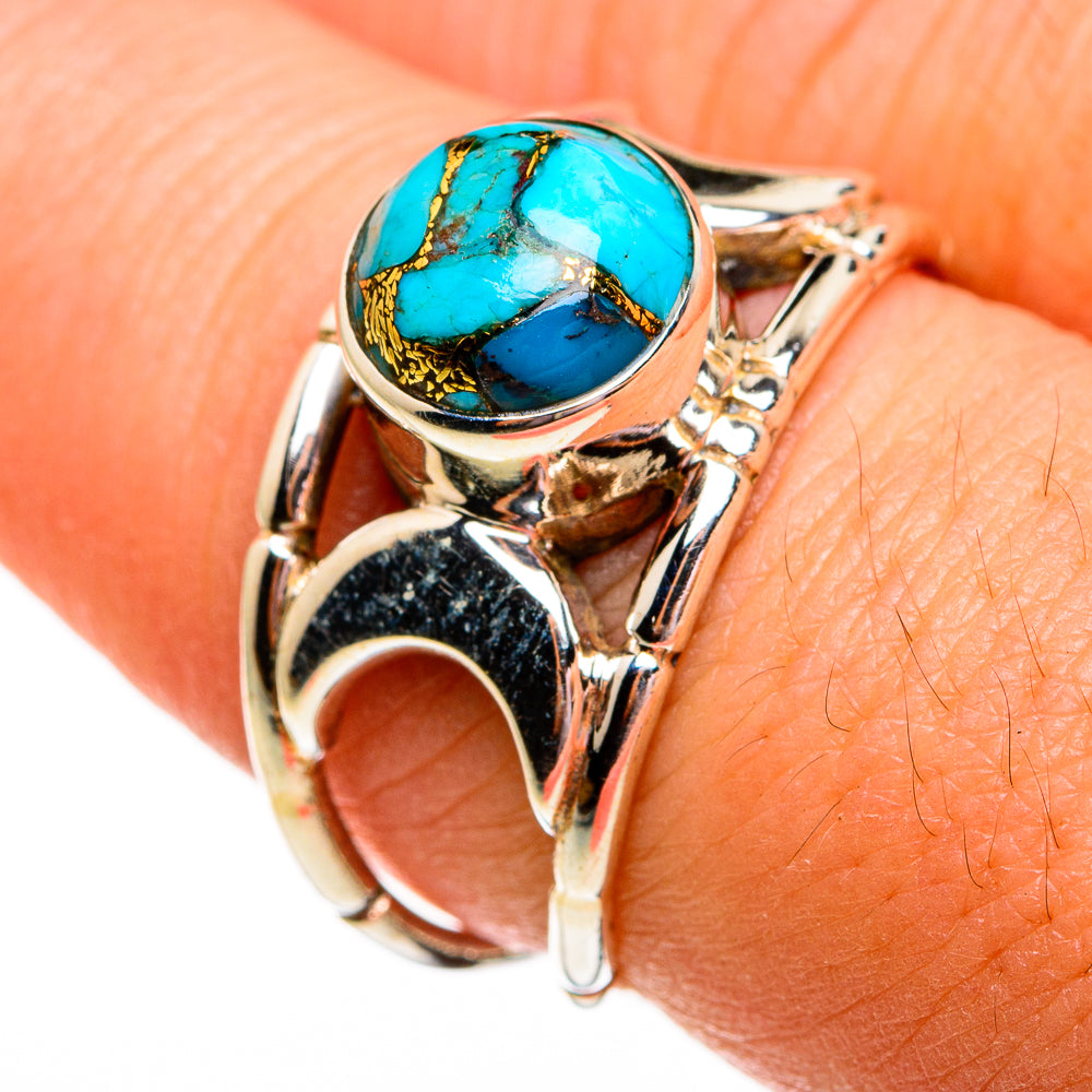 Blue Copper Composite Turquoise Rings handcrafted by Ana Silver Co - RING78429