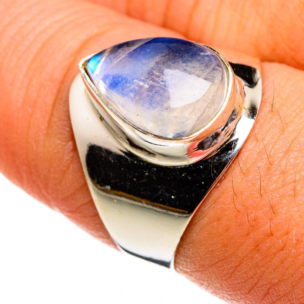 Rainbow Moonstone Rings handcrafted by Ana Silver Co - RING78432