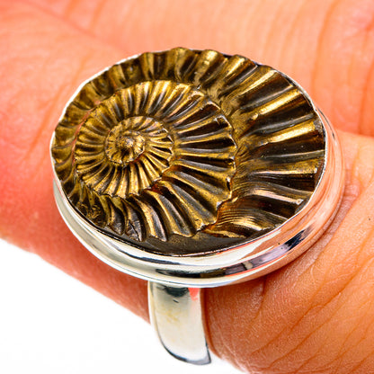 Pyrite Fossil Rings handcrafted by Ana Silver Co - RING78434