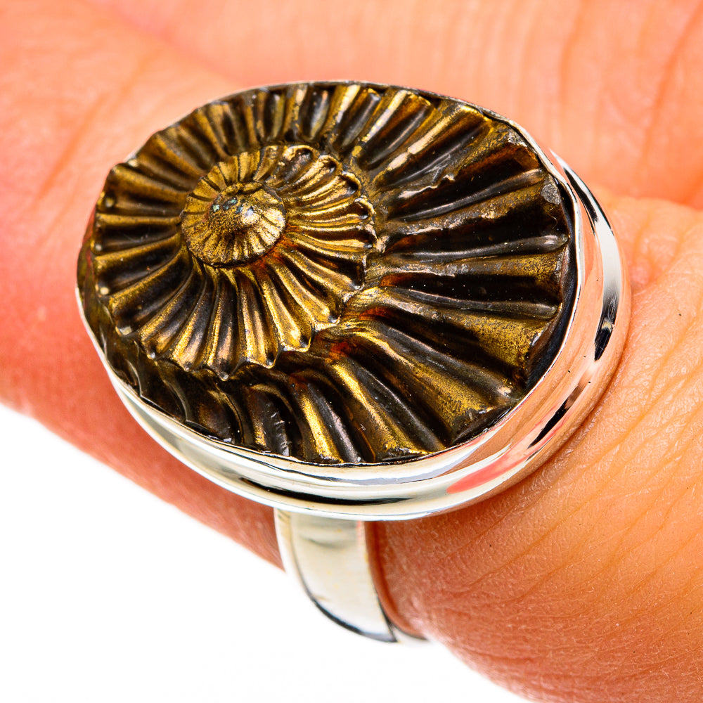 Pyrite Fossil Rings handcrafted by Ana Silver Co - RING78435