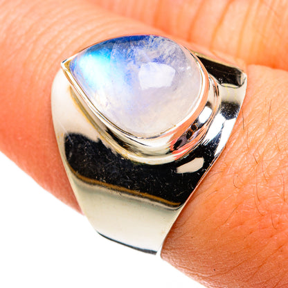 Rainbow Moonstone Rings handcrafted by Ana Silver Co - RING78440