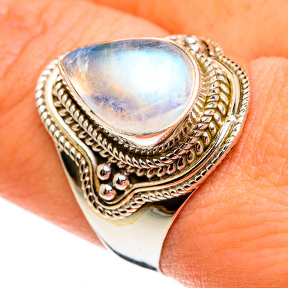 Rainbow Moonstone Rings handcrafted by Ana Silver Co - RING78441