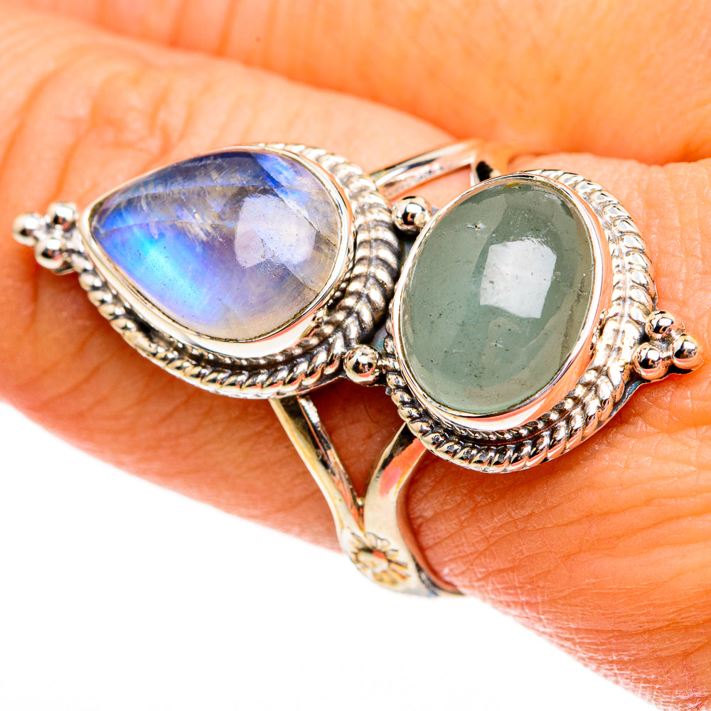 Rainbow Moonstone Rings handcrafted by Ana Silver Co - RING78464