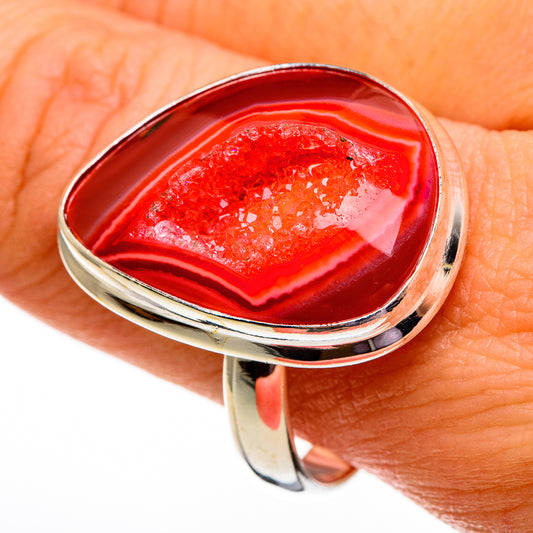 Red Agate Druzy Rings handcrafted by Ana Silver Co - RING78480