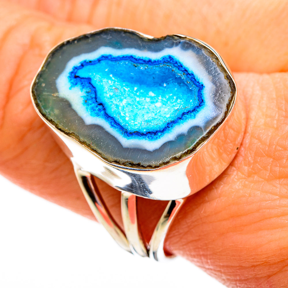 Blue Geode Slice Rings handcrafted by Ana Silver Co - RING78537