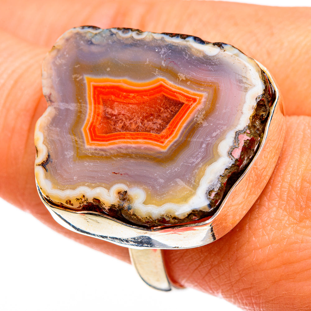 Red Geode Slice Rings handcrafted by Ana Silver Co - RING78554