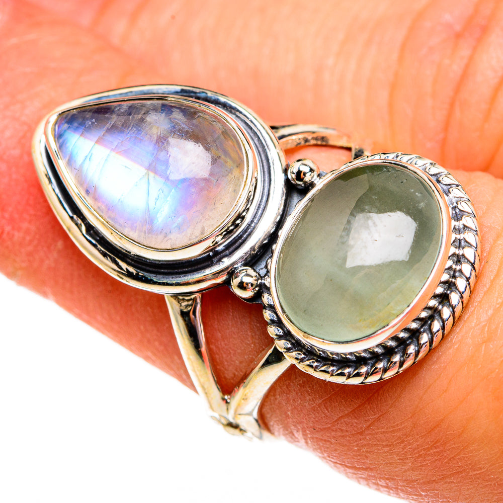 Rainbow Moonstone Rings handcrafted by Ana Silver Co - RING78571
