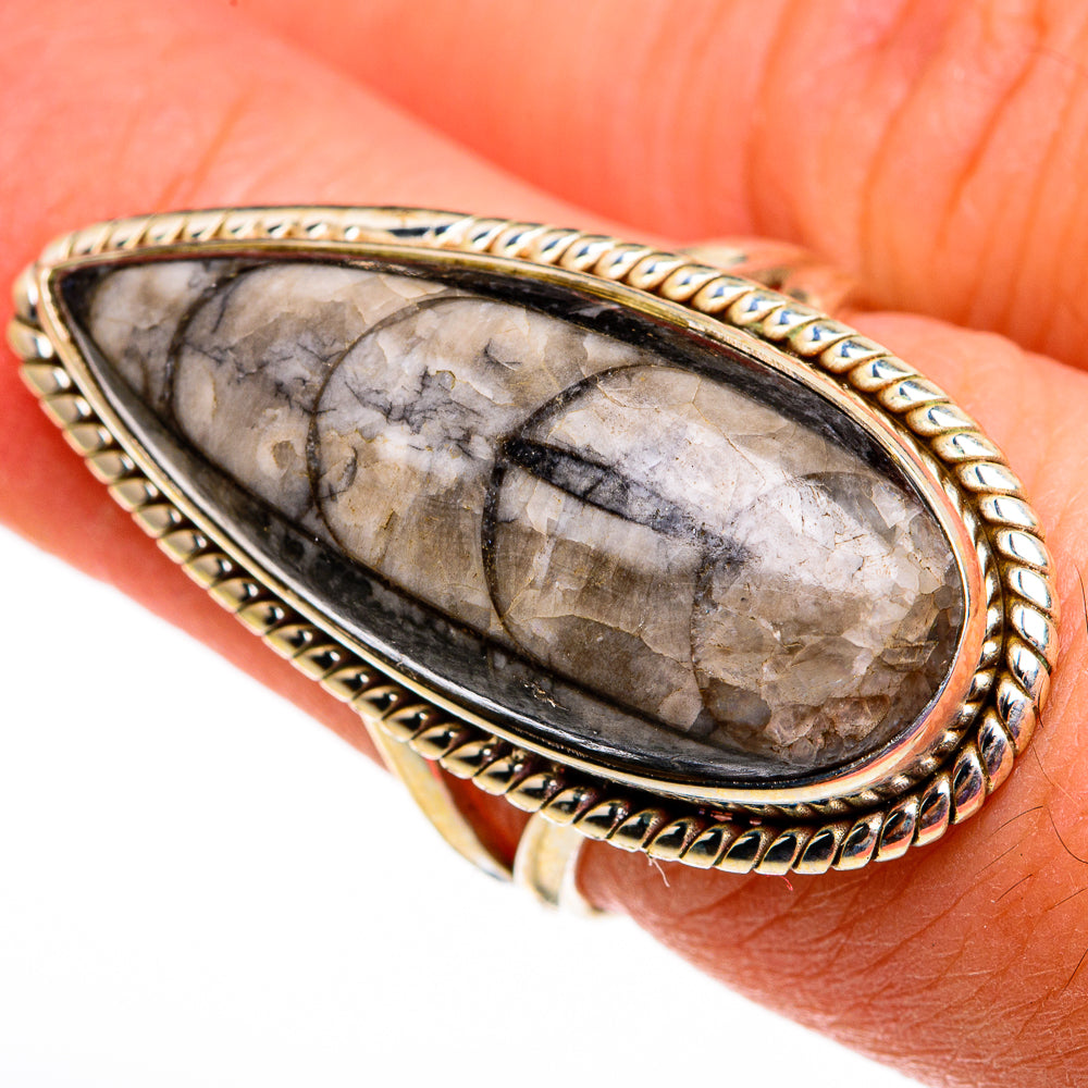 Orthoceras Fossil Rings handcrafted by Ana Silver Co - RING78644