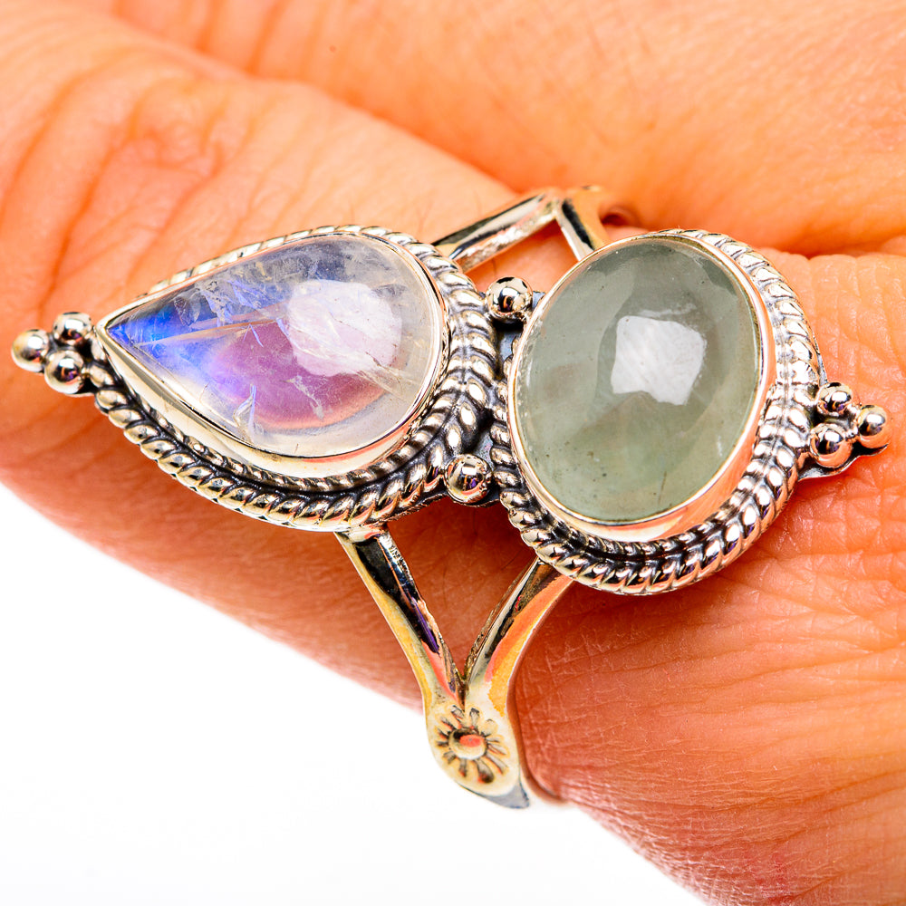 Rainbow Moonstone Rings handcrafted by Ana Silver Co - RING78736