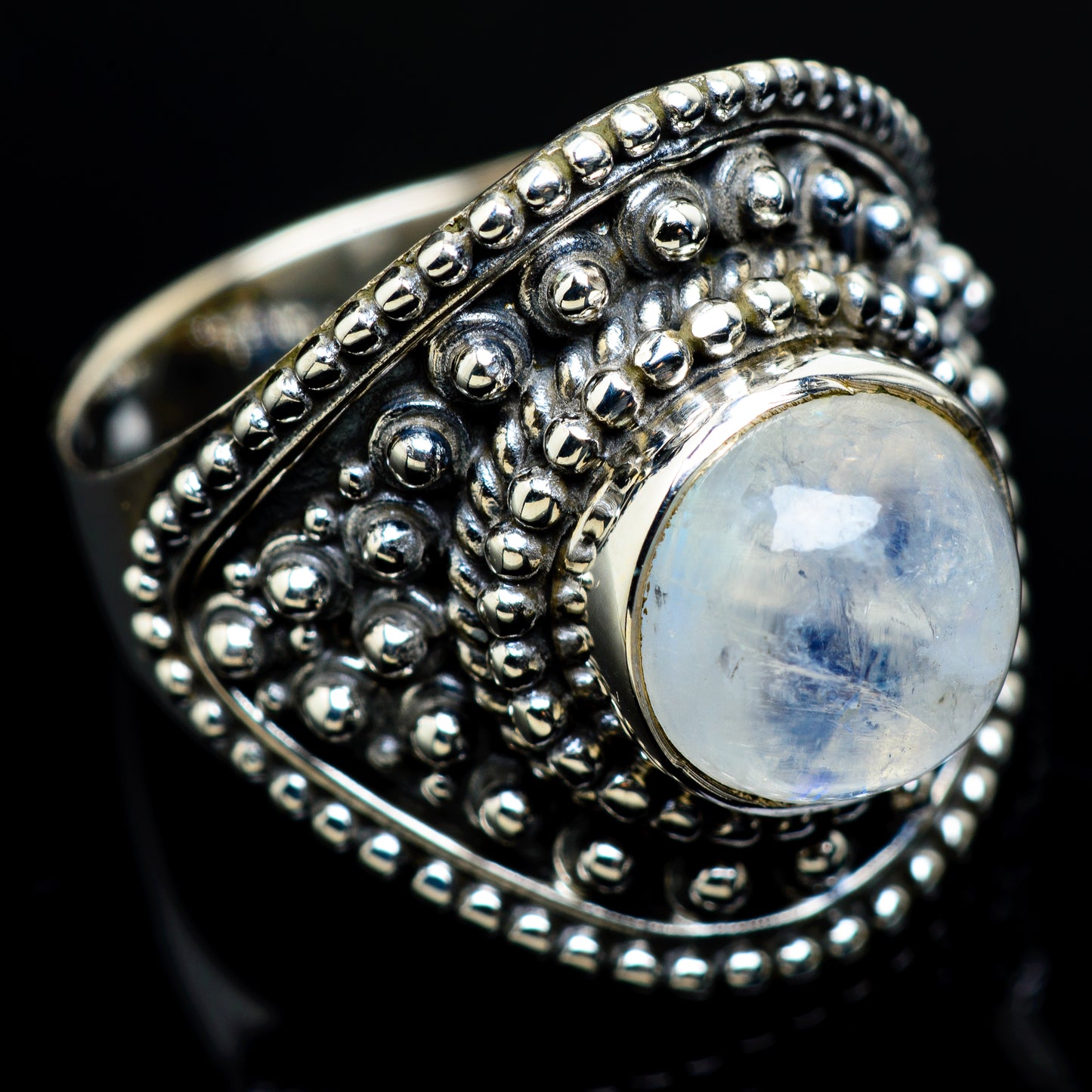 Rainbow Moonstone Rings handcrafted by Ana Silver Co - RING7876
