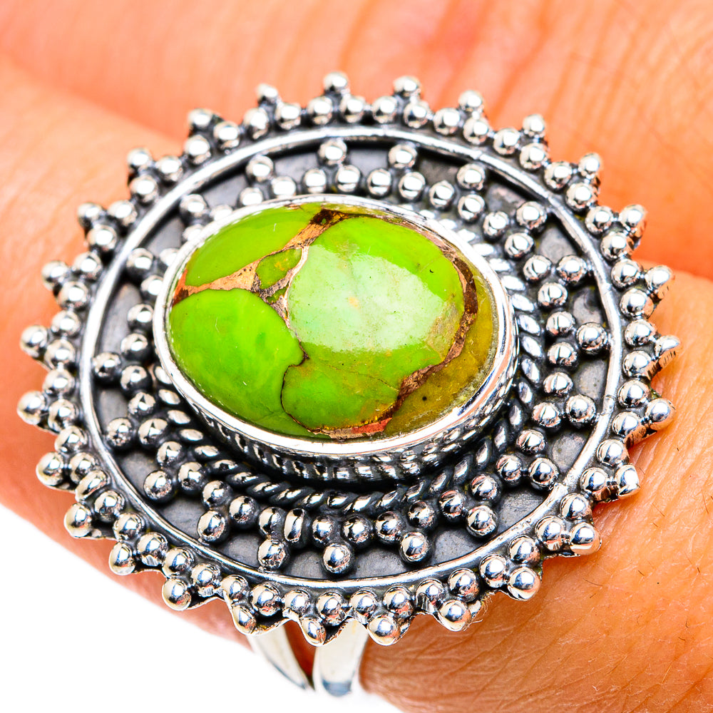 Green Copper Composite Turquoise Rings handcrafted by Ana Silver Co - RING78773