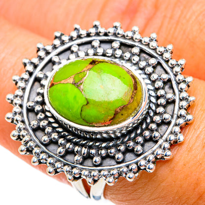Green Copper Composite Turquoise Rings handcrafted by Ana Silver Co - RING78773