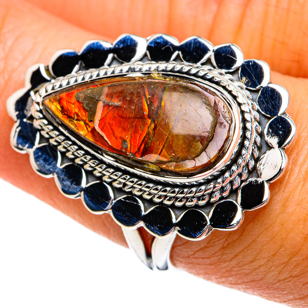 Ammonite Fossil Rings handcrafted by Ana Silver Co - RING78783