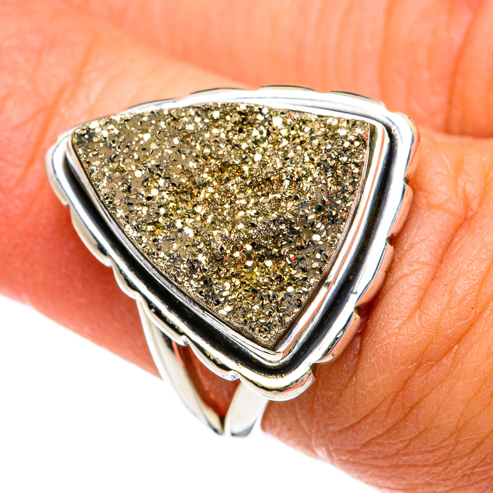 Spectro Pyrite Druzy Rings handcrafted by Ana Silver Co - RING78786