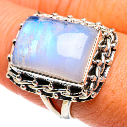 Rainbow Moonstone Rings handcrafted by Ana Silver Co - RING78791