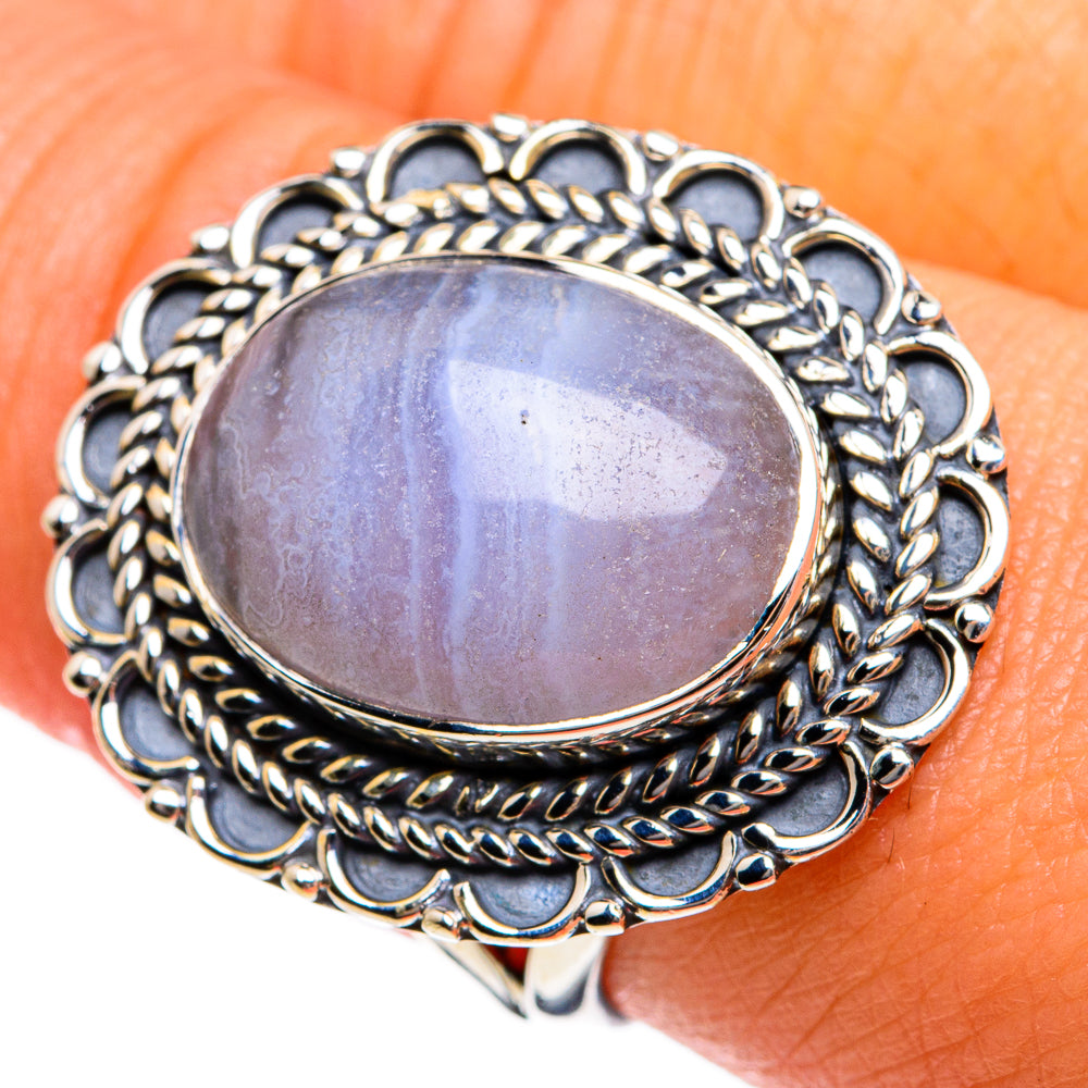 Blue Lace Agate Rings handcrafted by Ana Silver Co - RING78821