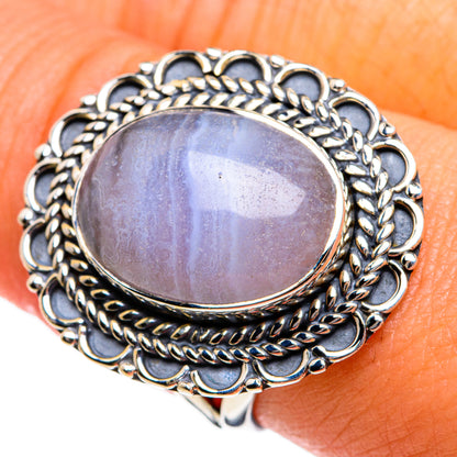 Blue Lace Agate Rings handcrafted by Ana Silver Co - RING78821