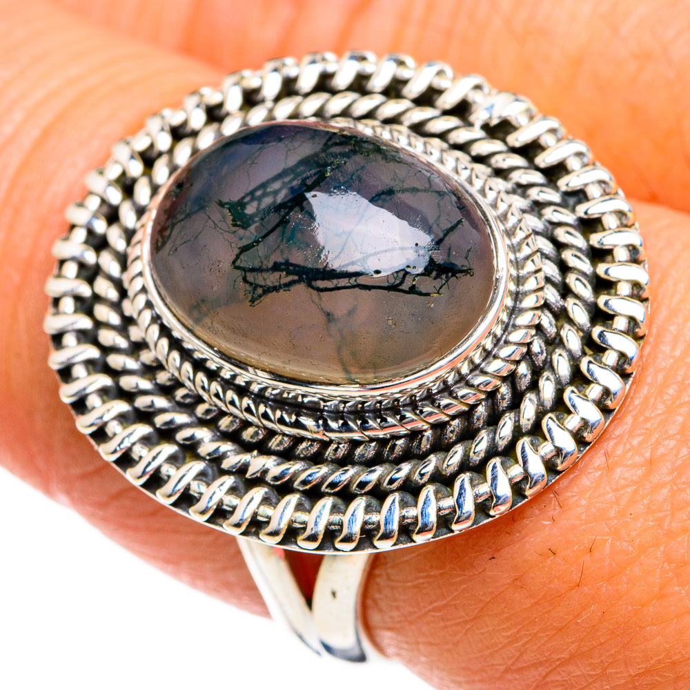 Green Moss Agate Rings handcrafted by Ana Silver Co - RING78867