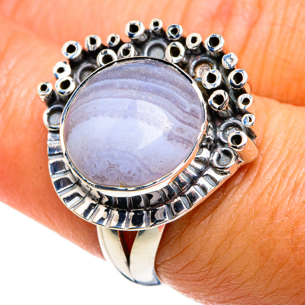 Blue Lace Agate Rings handcrafted by Ana Silver Co - RING78880