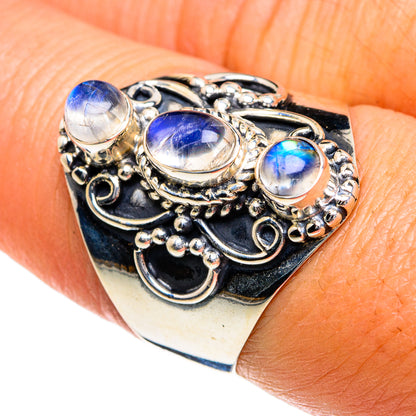 Rainbow Moonstone Rings handcrafted by Ana Silver Co - RING78881
