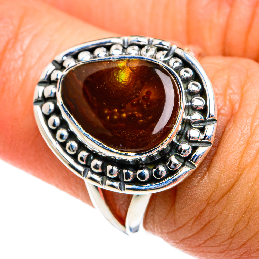 Mexican Fire Agate Rings handcrafted by Ana Silver Co - RING78895