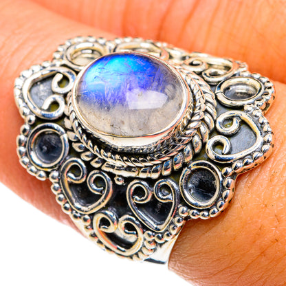 Rainbow Moonstone Rings handcrafted by Ana Silver Co - RING78905