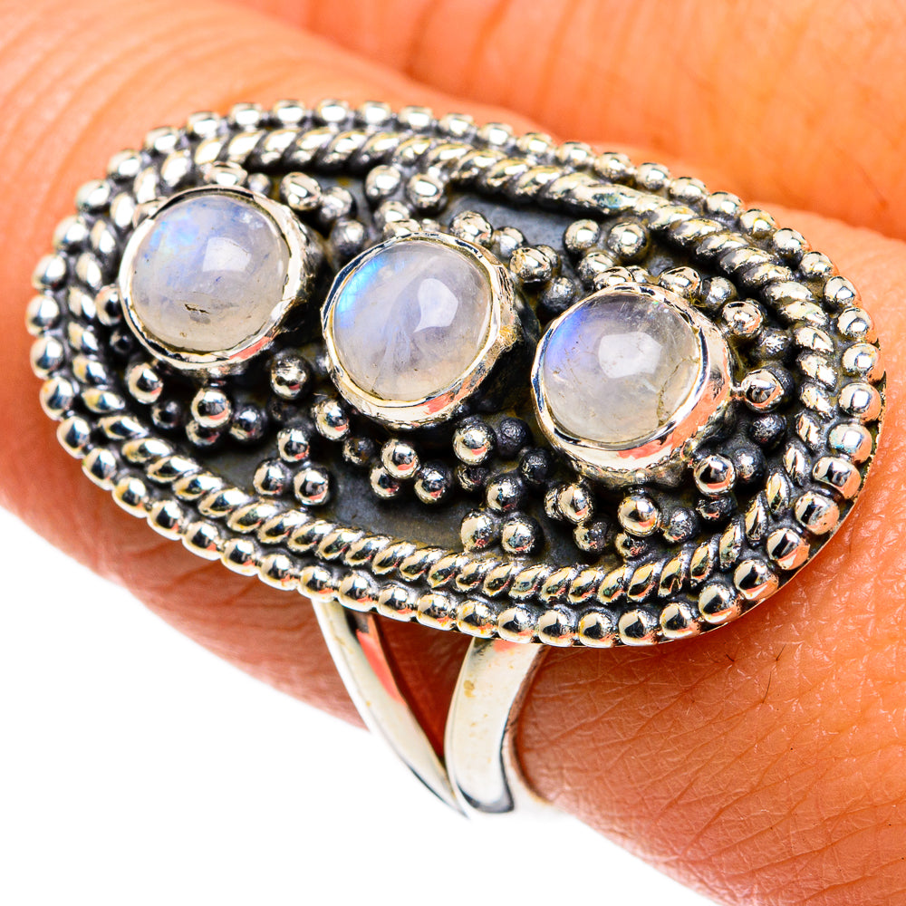 Rainbow Moonstone Rings handcrafted by Ana Silver Co - RING78906