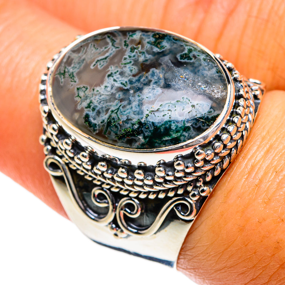 Green Moss Agate Rings handcrafted by Ana Silver Co - RING78918