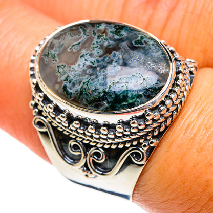 Green Moss Agate Rings handcrafted by Ana Silver Co - RING78918