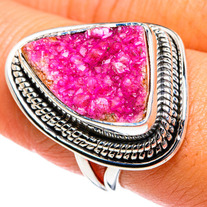 Pink Agate Druzy Rings handcrafted by Ana Silver Co - RING78925
