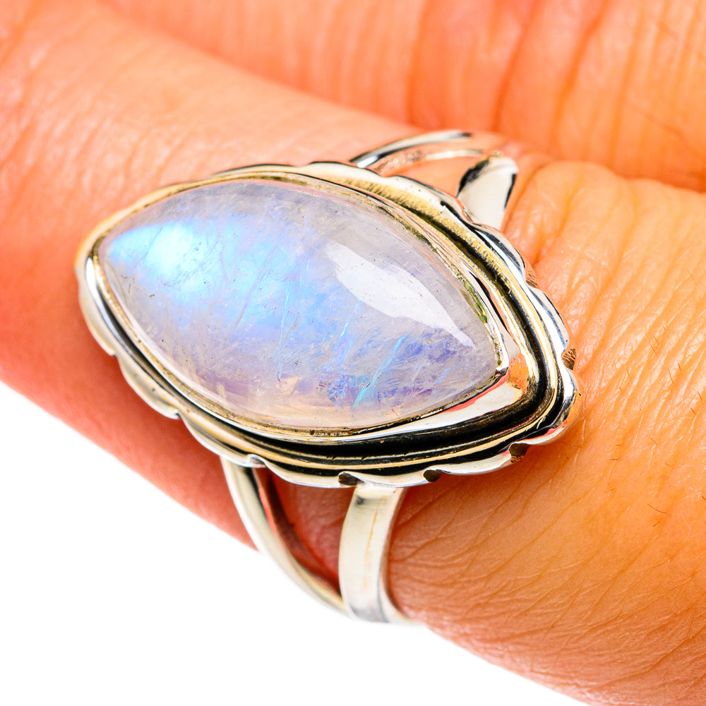 Rainbow Moonstone Rings handcrafted by Ana Silver Co - RING78958