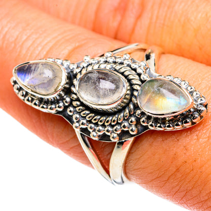 Rainbow Moonstone Rings handcrafted by Ana Silver Co - RING78981