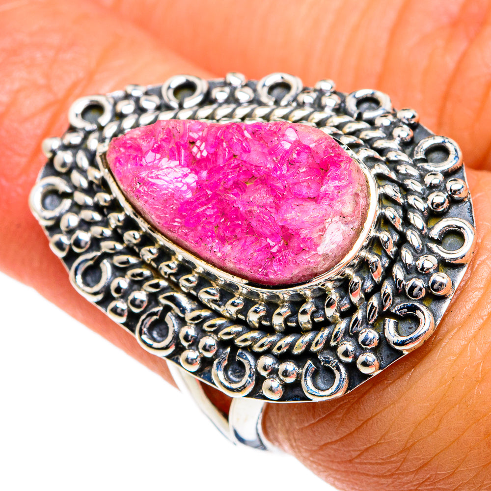 Pink Agate Druzy Rings handcrafted by Ana Silver Co - RING79001