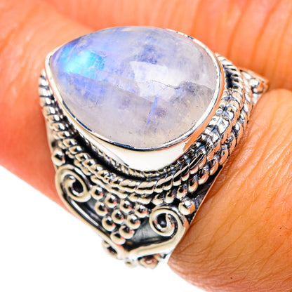 Rainbow Moonstone Rings handcrafted by Ana Silver Co - RING79006