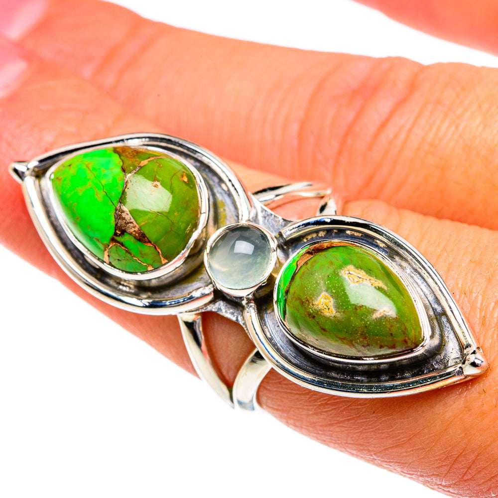 Green Copper Composite Turquoise Rings handcrafted by Ana Silver Co - RING79016